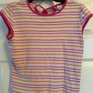 GAP Pink and Yellow Striped Kids Tee